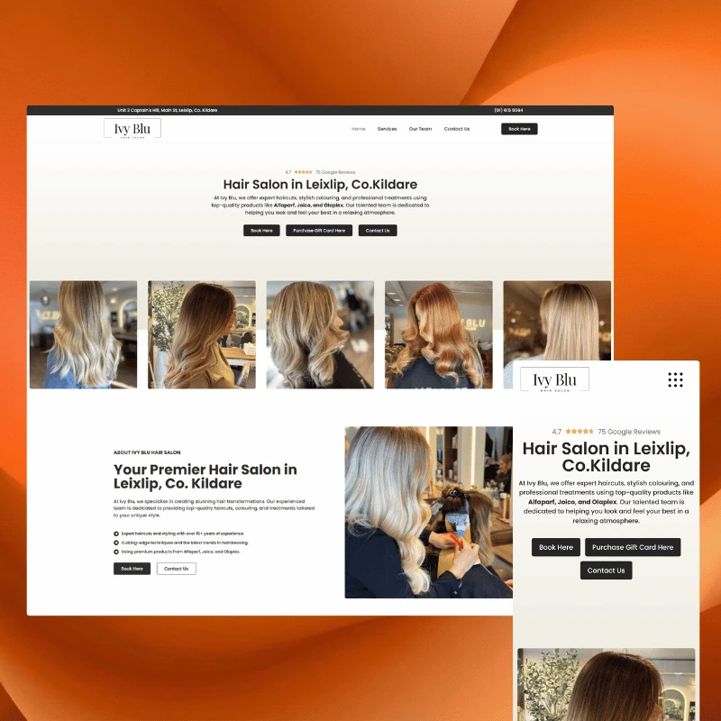 Ivy Blu Hair Salon desktop website by SERO