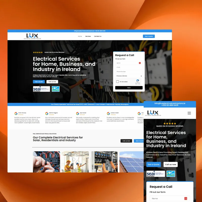 Lux Electrical Contractors website by SERO